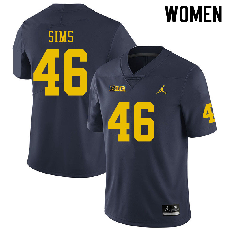 Women #46 Myles Sims Michigan Wolverines College Football Jerseys Sale-Navy